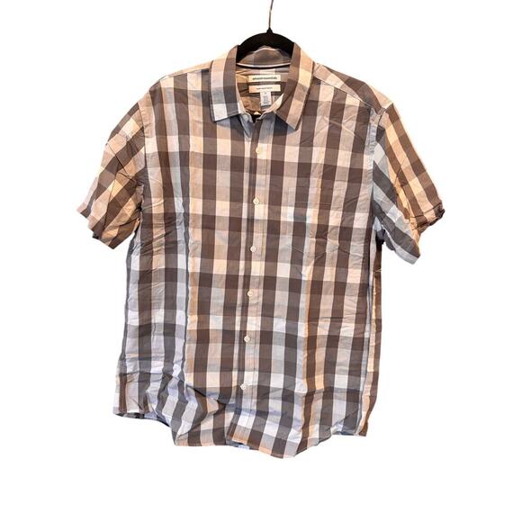 Men's Regular Fit Short Sleeve Gray Casual Poplin Shirt Size Medium - NWT - Picture 2 of 8